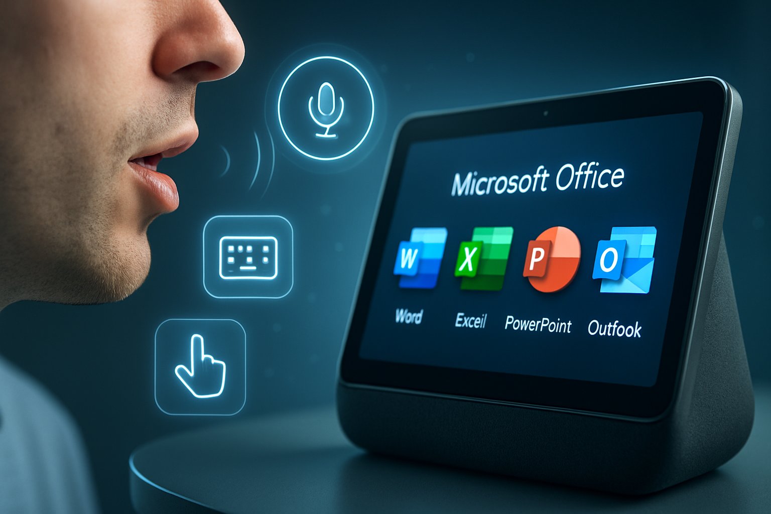 User demonstrates multimodal interaction using voice with Microsoft Office integration.