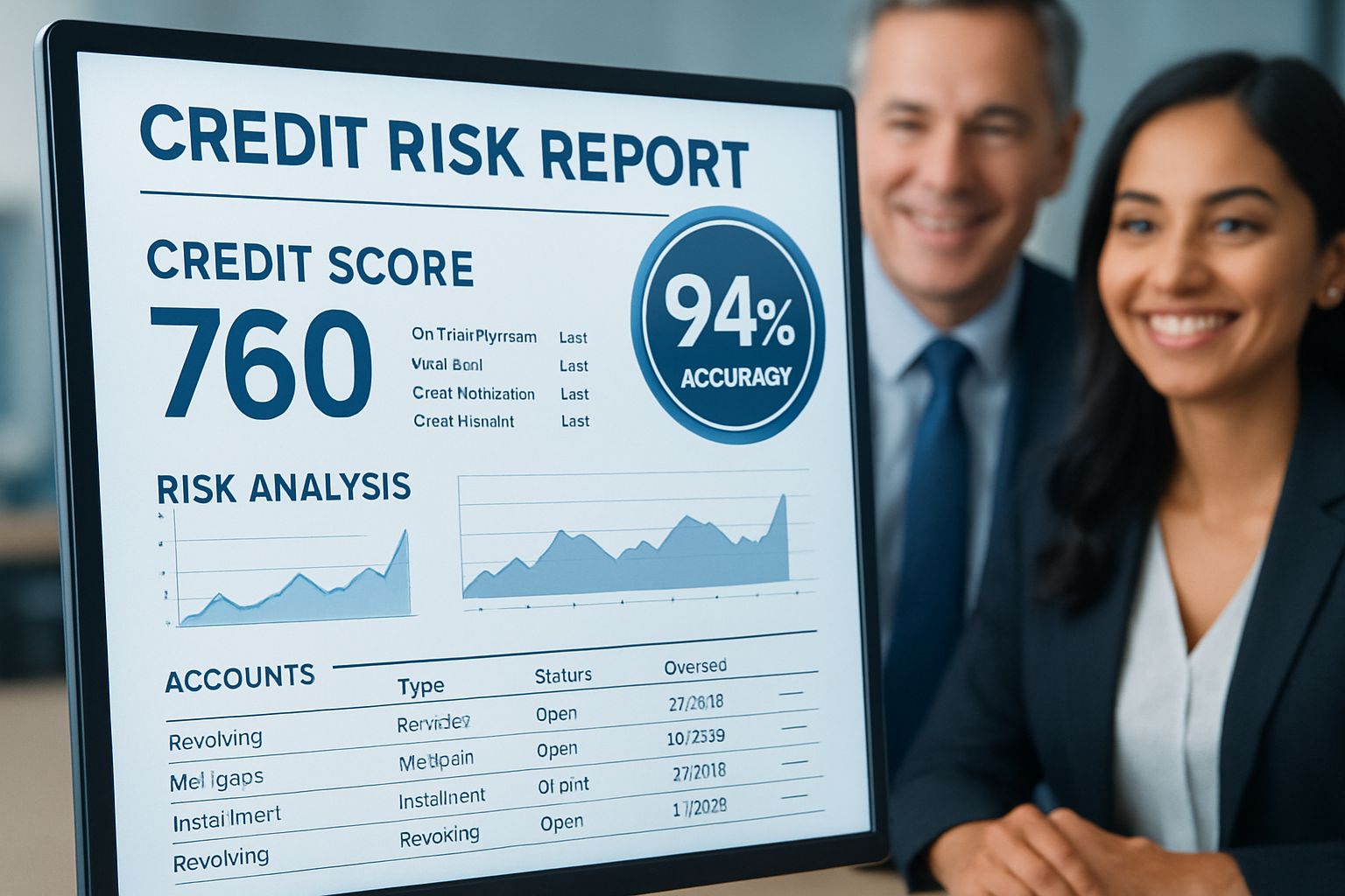 Banking AI assessing credit risk with 94 percent accuracy for loan approvals.