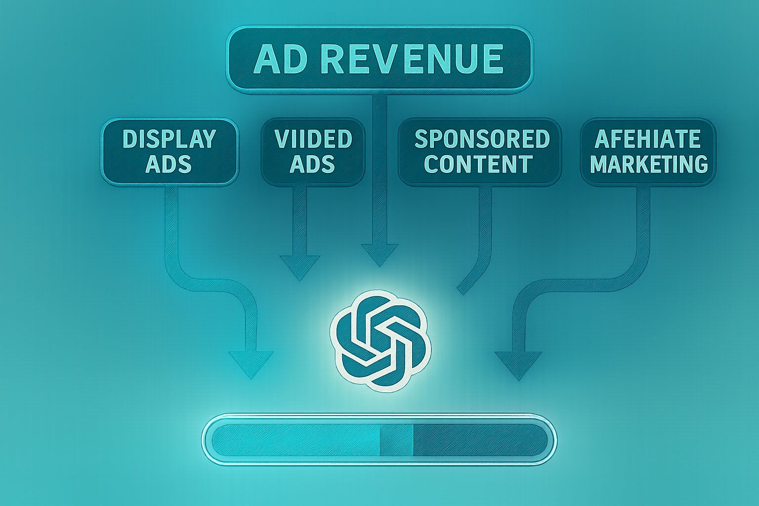 Infographic of Monetization Strategy Pause affecting OpenAI ad revenue flows.
