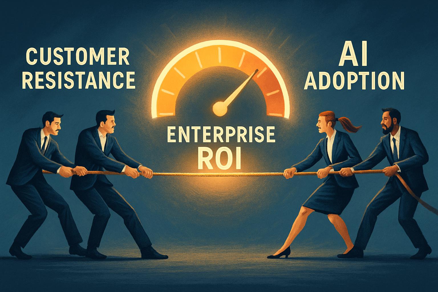Teams competing in a tug-of-war around an Enterprise ROI meter.