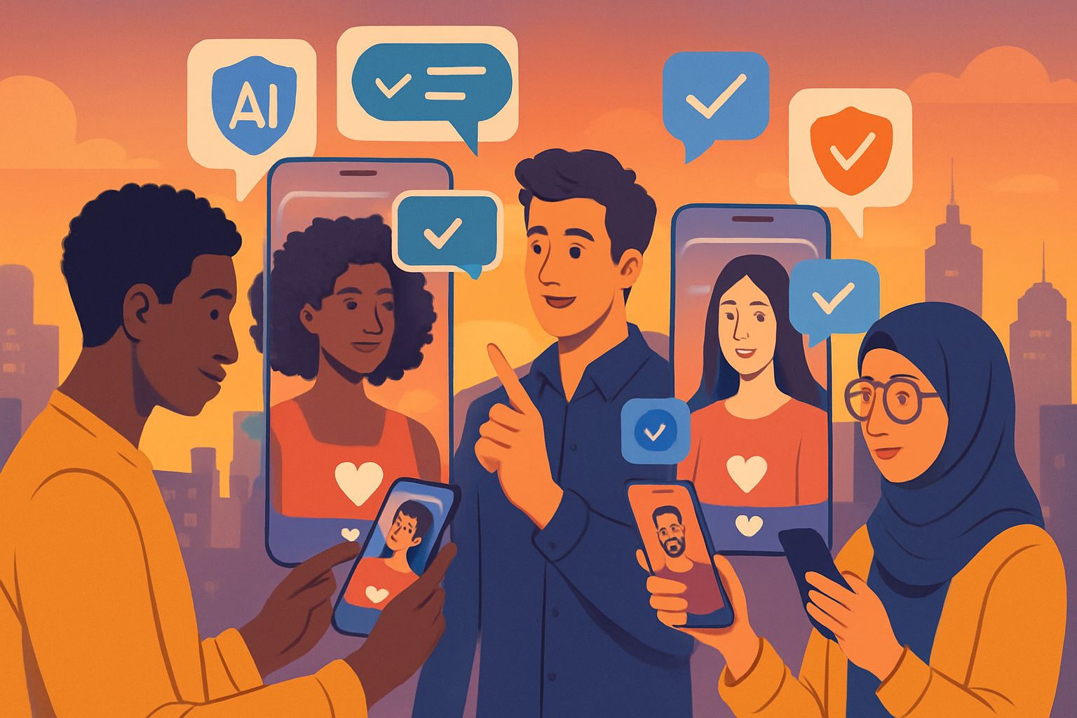 AI-powered dating app users with focus on Social Dynamics and safety