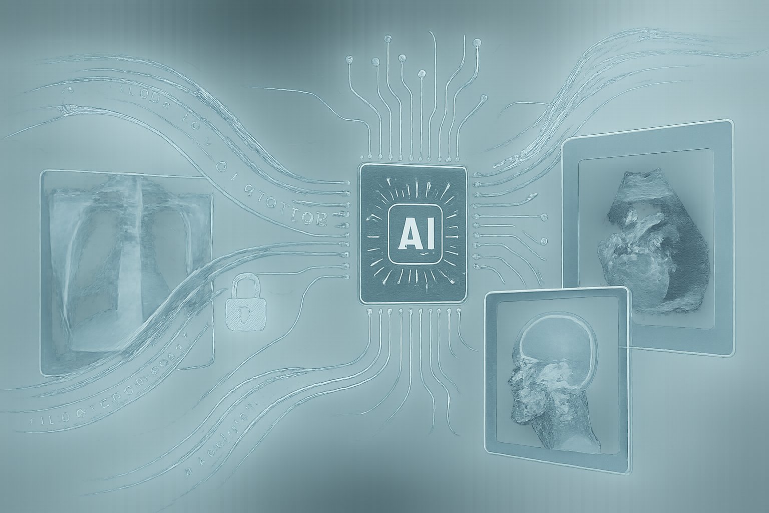 Healthcare IT AI orchestrating data between imaging departments with digital connectivity