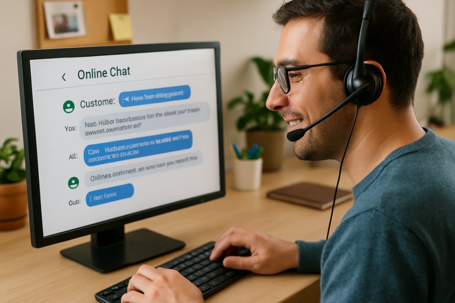 Customer service agent using AI Customer Engagement tools for personalized chat support