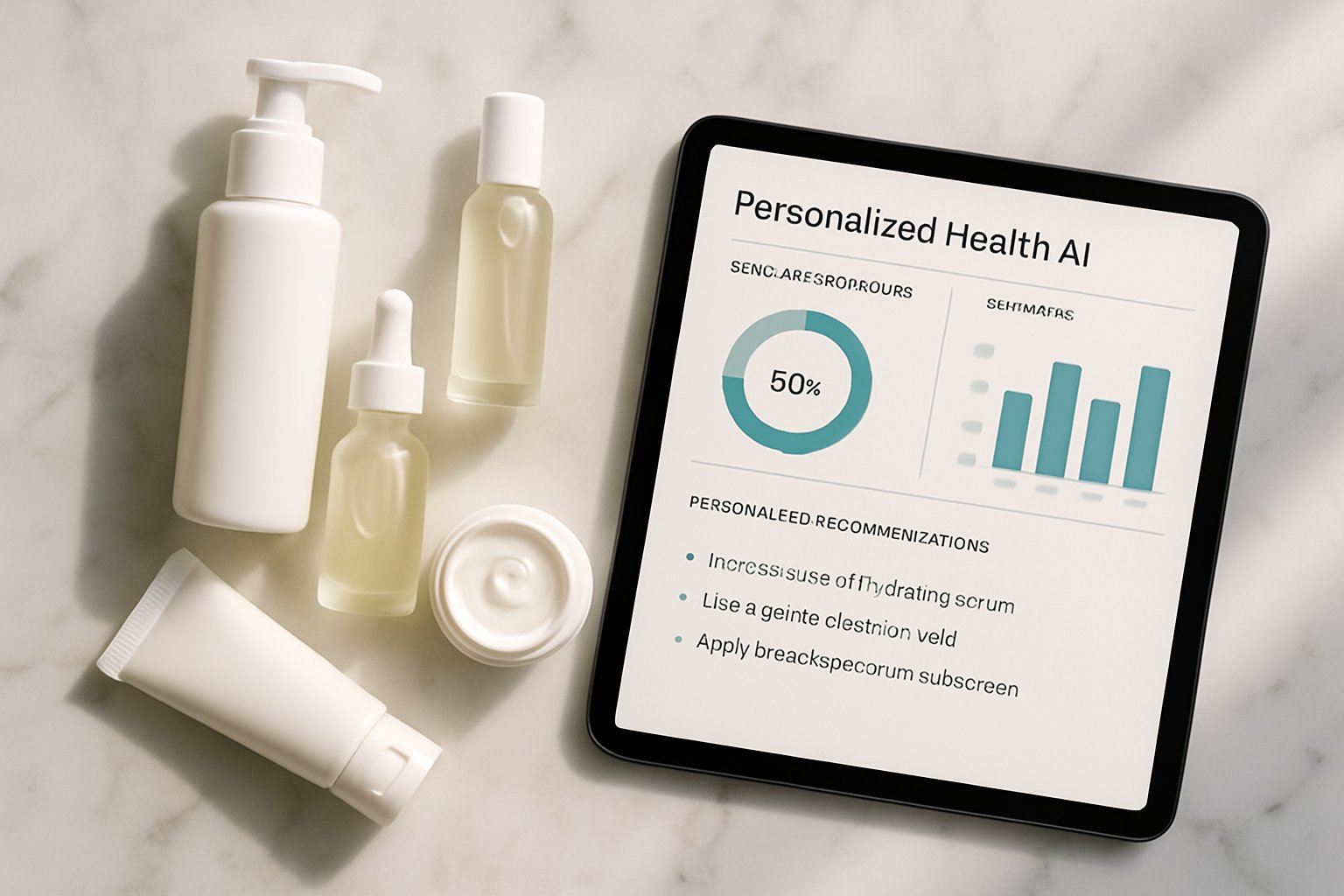 Personalized Health AI dashboard with skincare products and recommendations