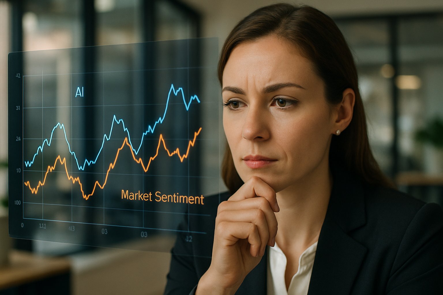 Market Sentiment analysis shown through AI trends on digital graph.