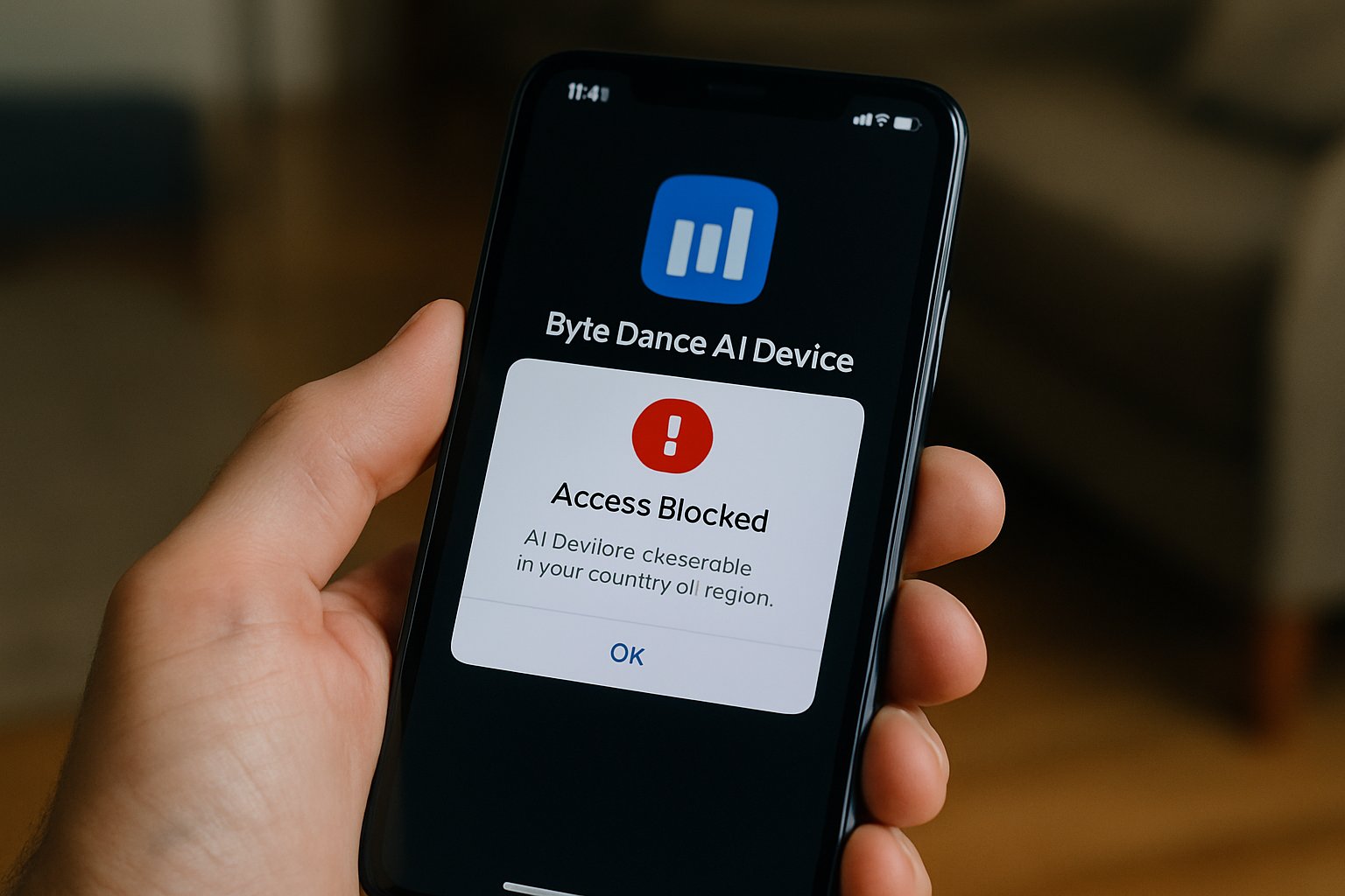 User blocked from ByteDance AI Device app due to security measures.