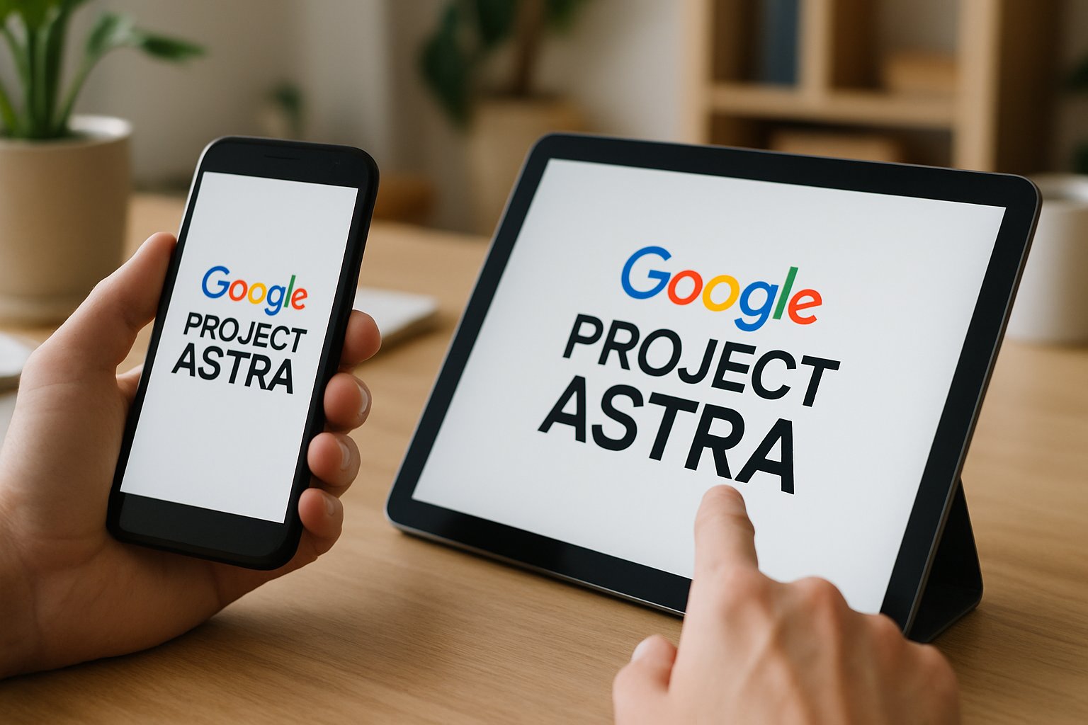 Users interact with Google Project Astra on mobile and tablet devices.