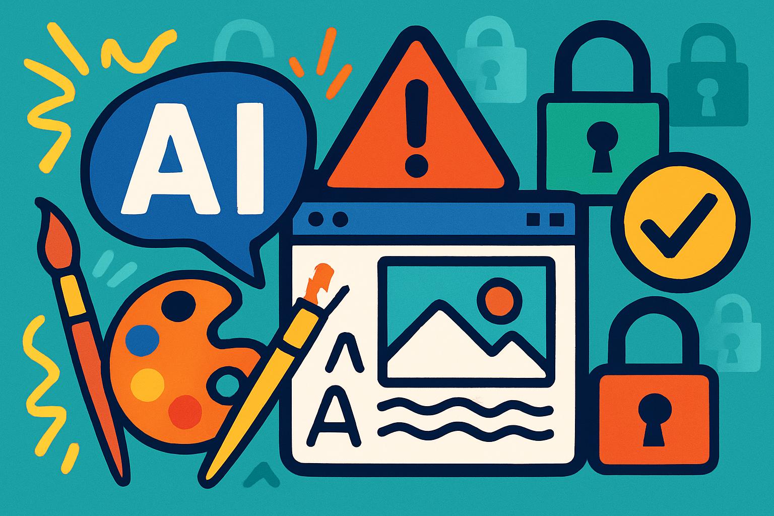 Generative Content Ethics visualized through digital art with safety and freedom cues.