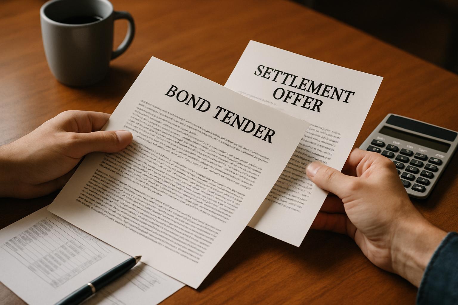 Exchanging bond tender documents during the Xcel Bond Settlement process.