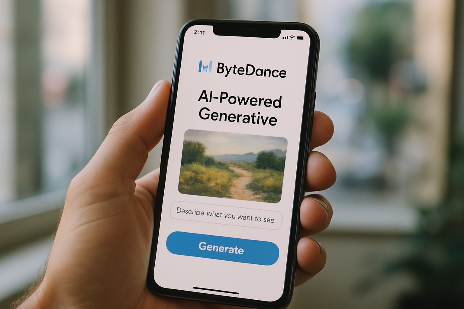 User interacting with ByteDance AI generative app on smartphone