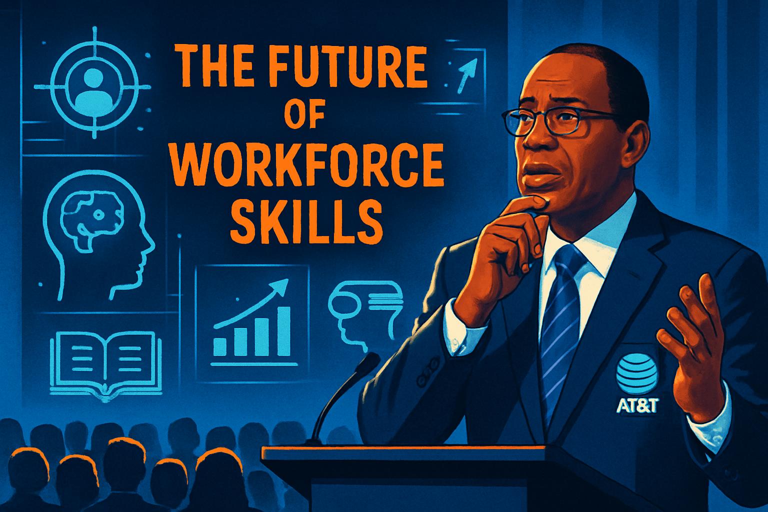 AT&T CEO discussing Workforce Skills evolution at a corporate seminar.