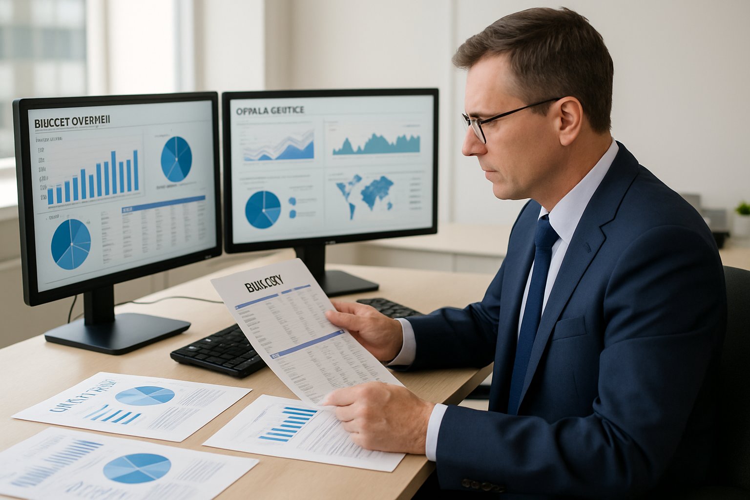 CFO oversees AI Strategic Leadership by analyzing budgets and data dashboards