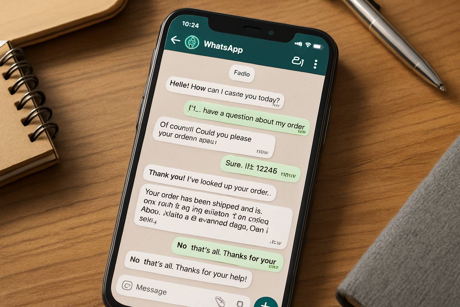 JoyzAI chatbot deployment handling real-time WhatsApp customer queries on smartphone