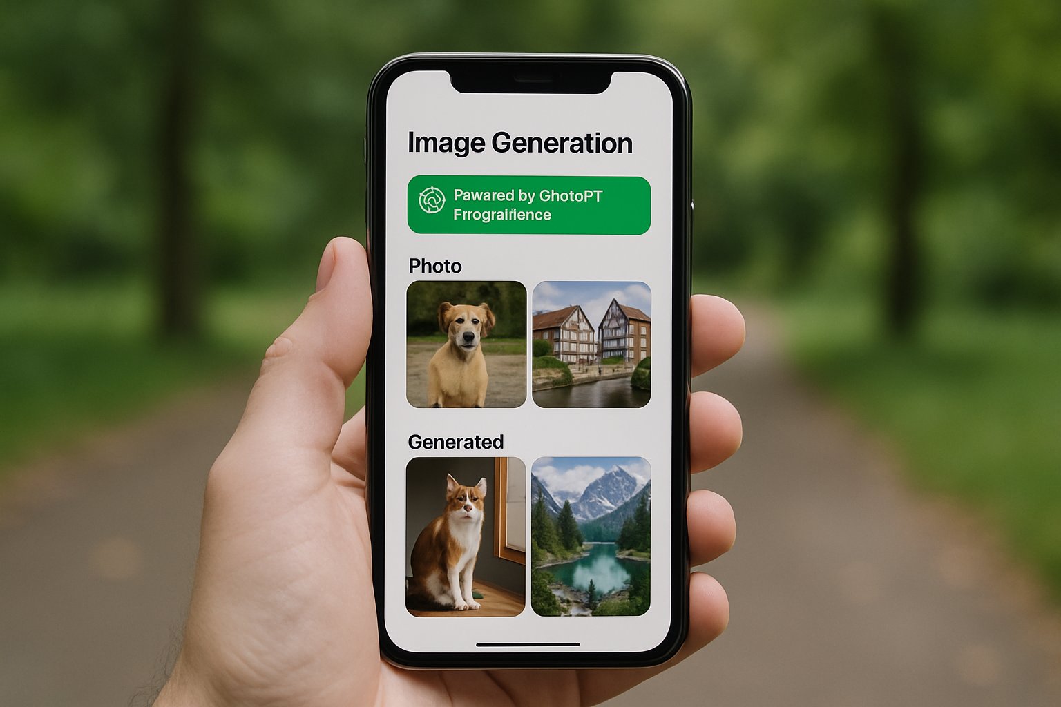 Hand holding smartphone using ChatGPT Image Feature with clear image distinction.