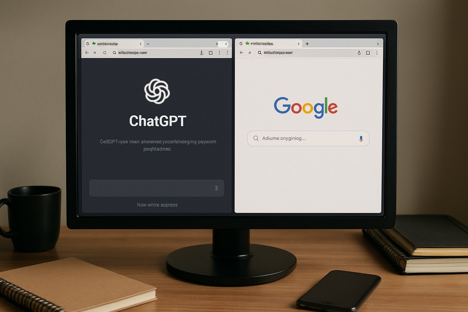 Code Red comparison of ChatGPT and Google Gemini interfaces on desktop