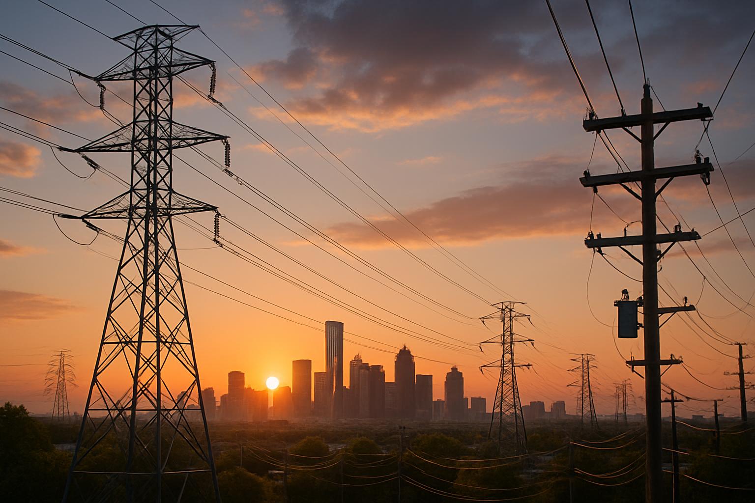 Utility infrastructure and city skyline representing Infrastructure Bonds investments.