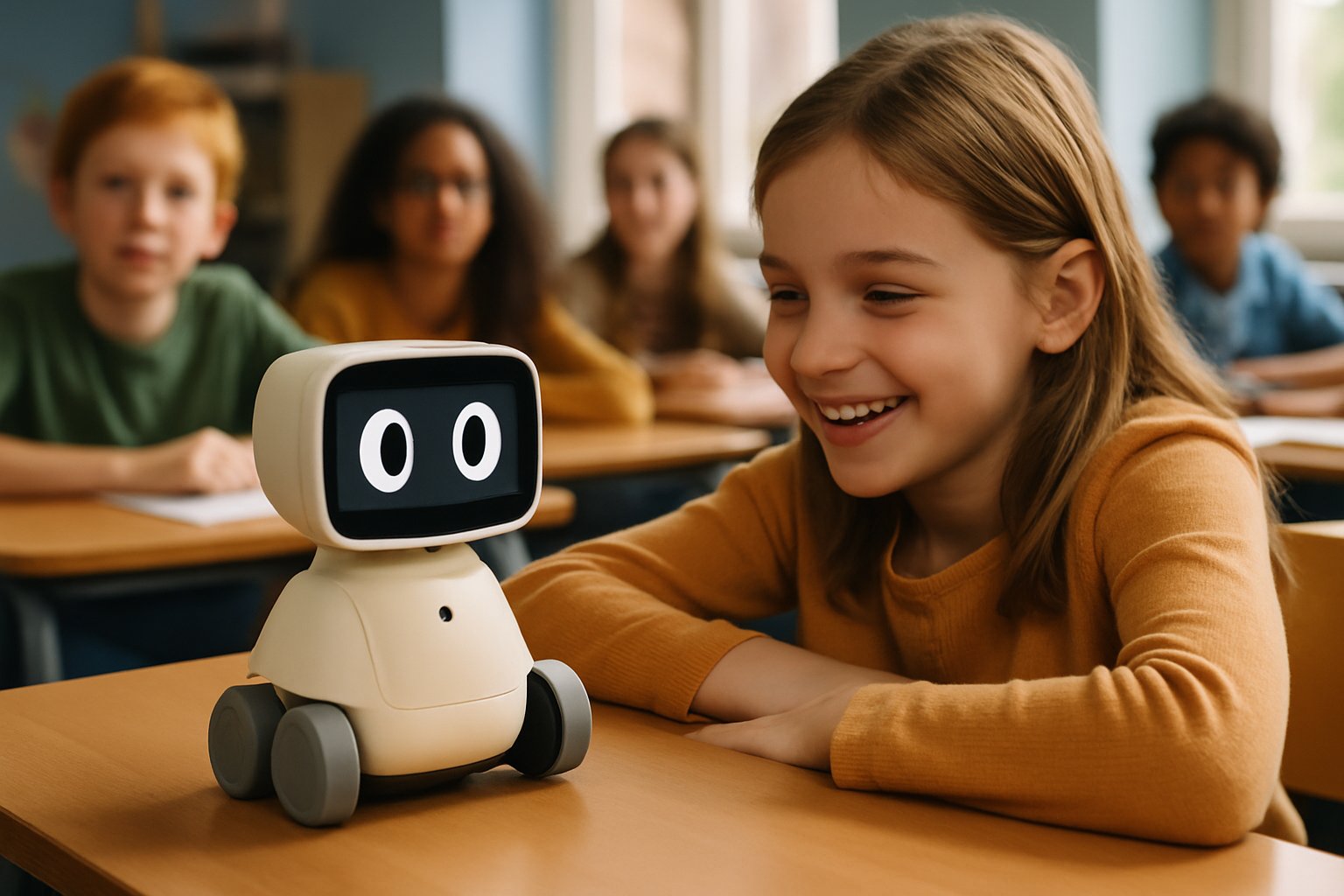 NIT Rourkela patent affordable companion robot interacting with student in classroom.