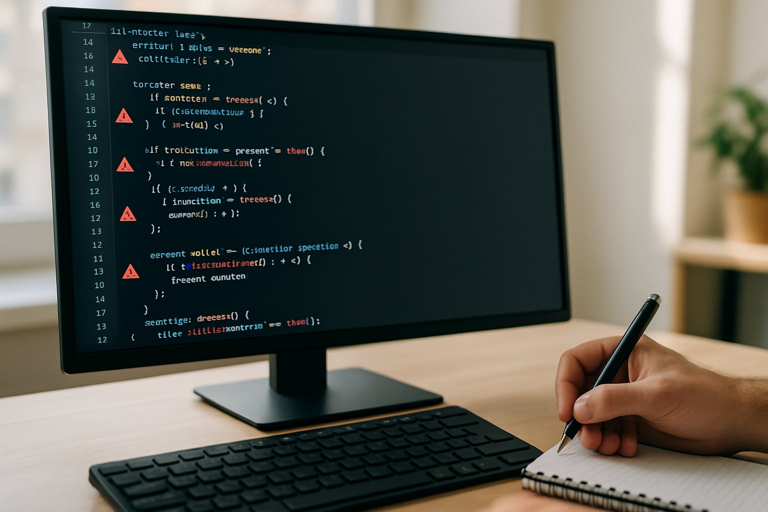 Screen with code flagged for AI Logic Errors and logical mistakes