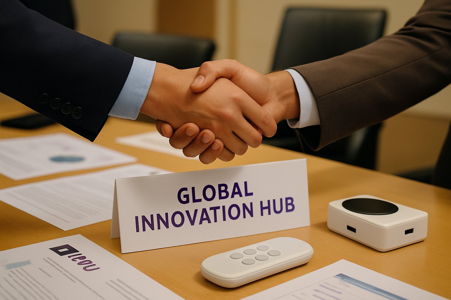 Handshake at NYU Global Innovation Hub start-up meeting.