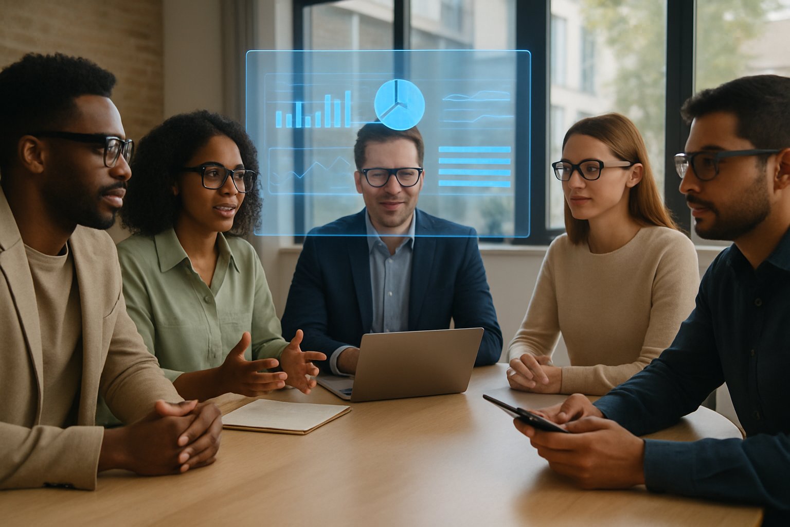 Team collaborates with Google Smart Glasses and shared AR content.