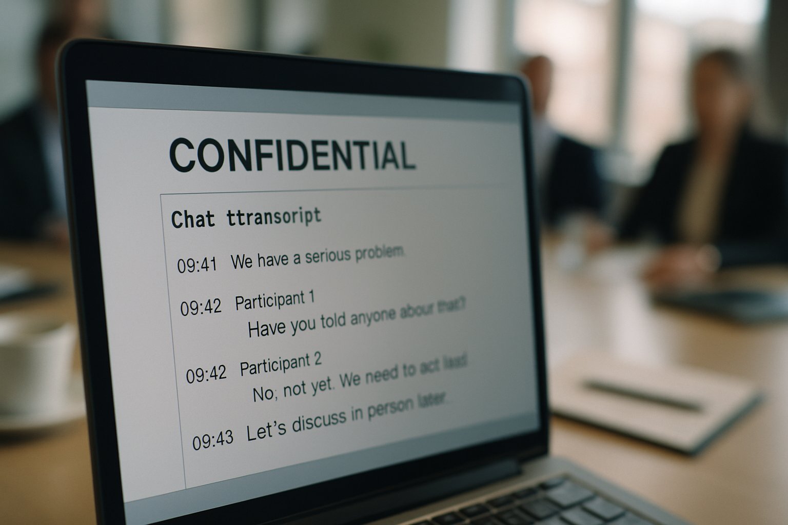 Chatbot Privacy Incident transcript visible on computer screen