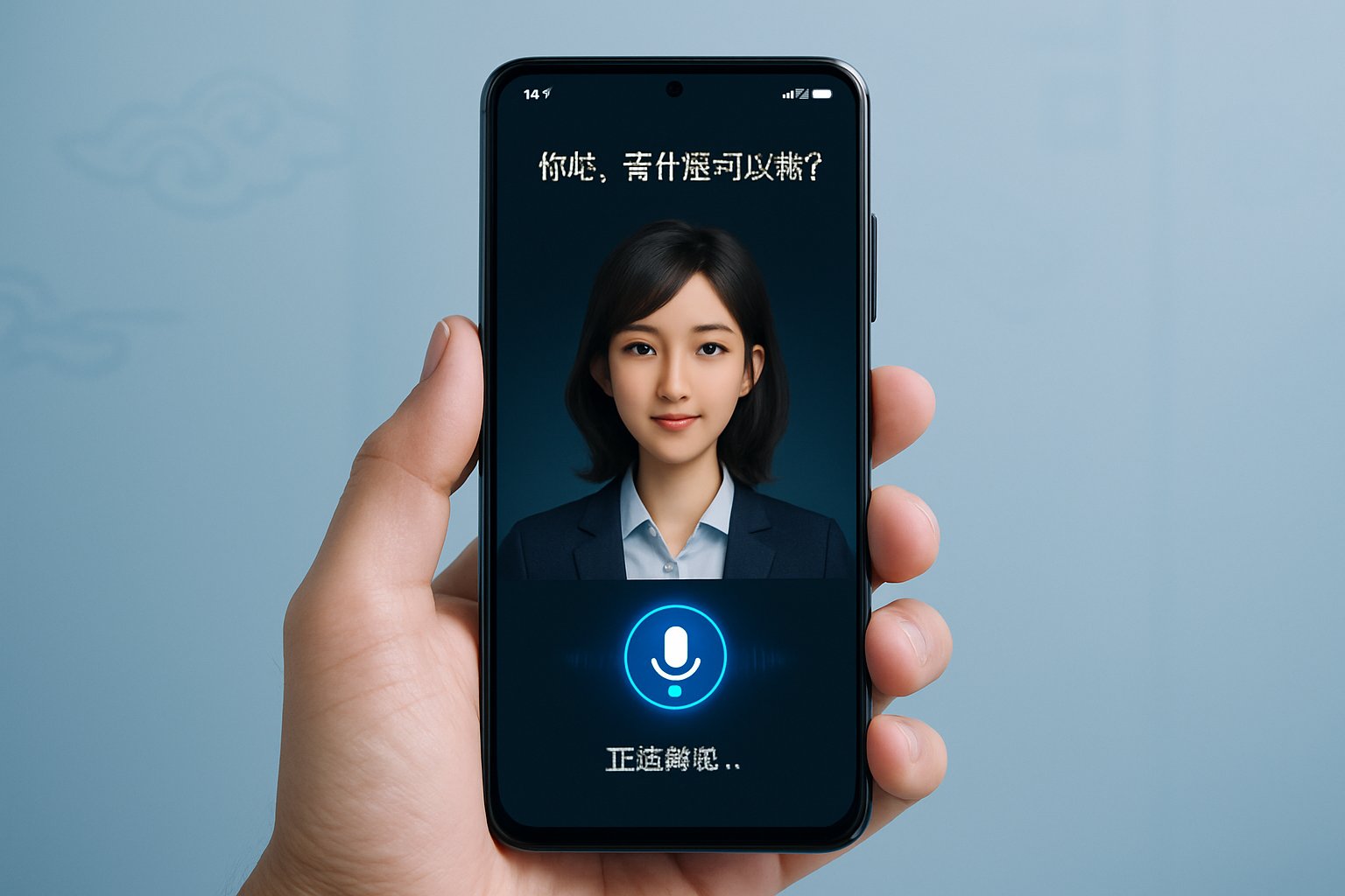 Chinese smartphone user interacting with Mobile AI Assistant in real time.