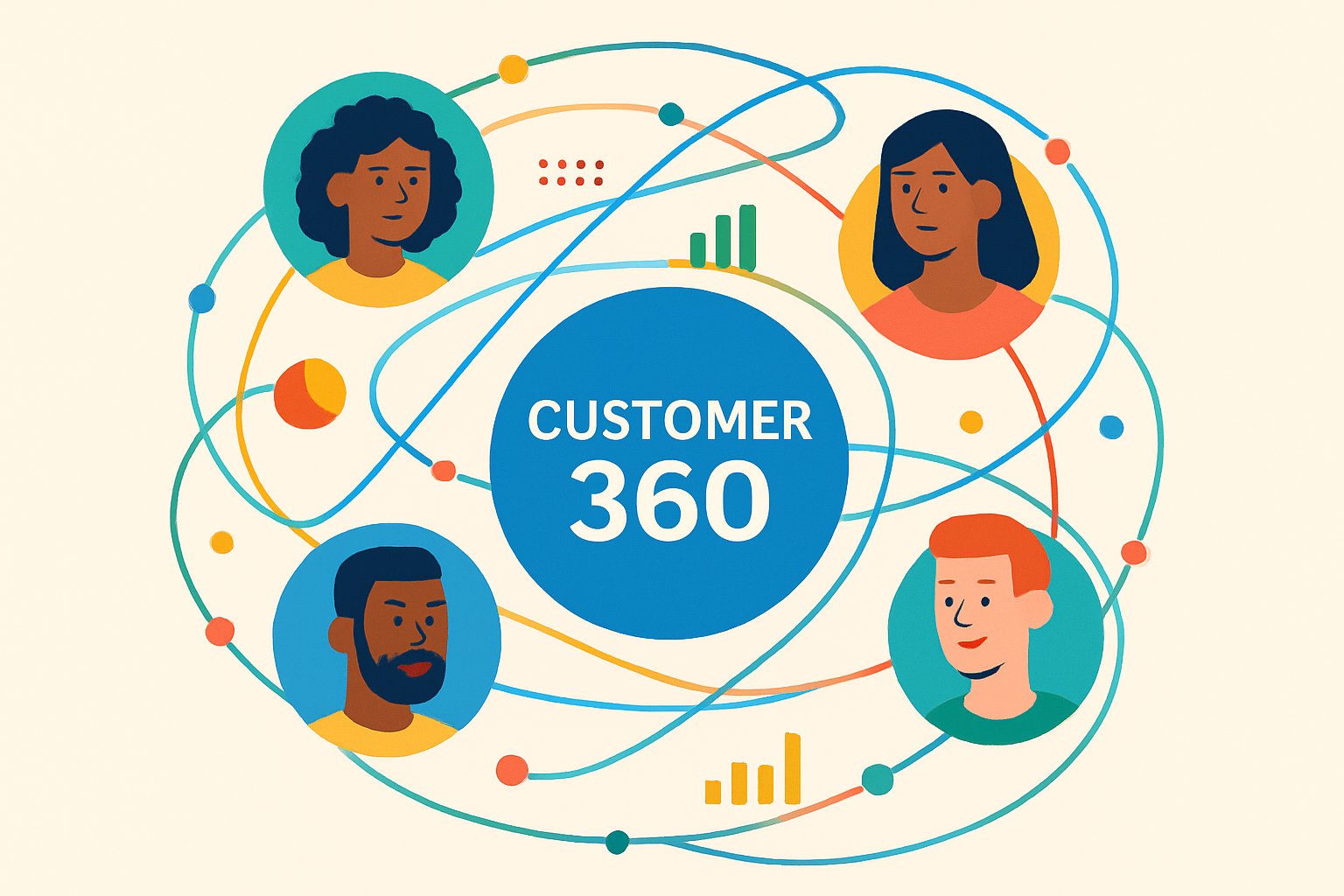 Customer 360 visualization enabled by integrated CRM Data Strategy and vector databases.