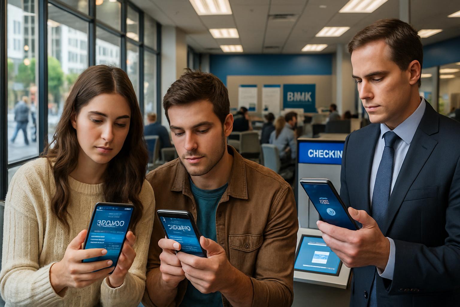 Fintech Adoption shown through customers using mobile banking and digital terminals.