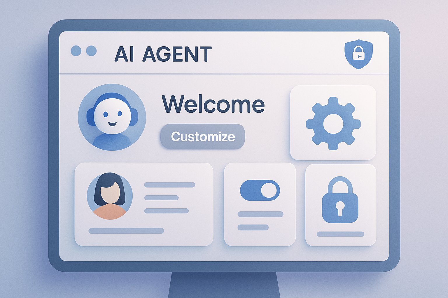 Personalized AI Agent dashboard interface with customization and security features.