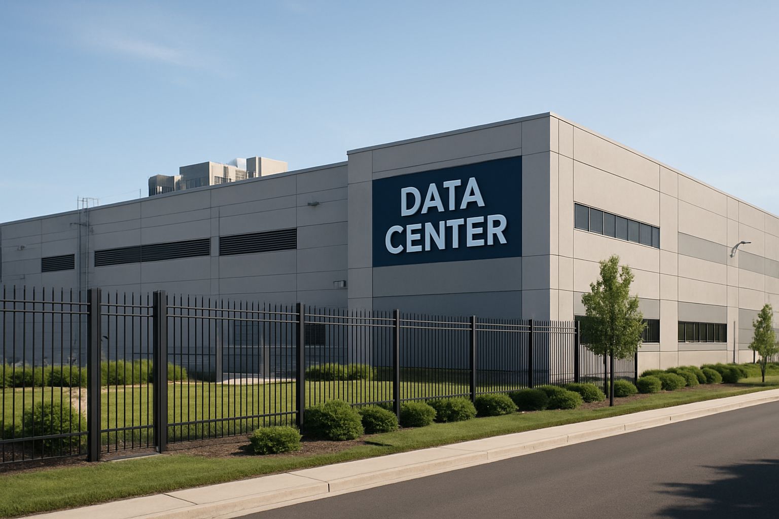 Contemporary Data Center facility exterior under clear sky highlighting Data Center growth.