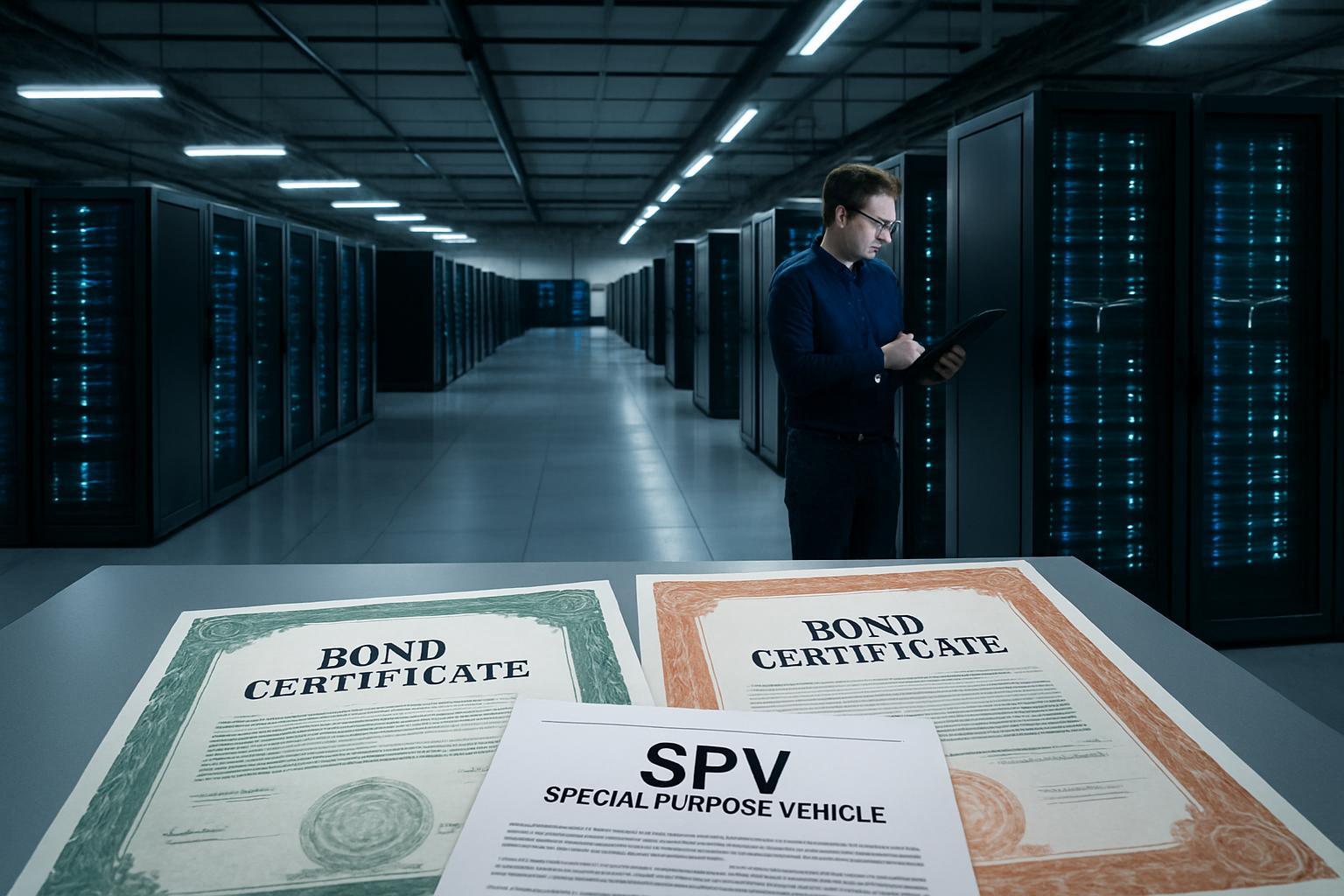 Data center supported by AI debt vehicles and financial tools.