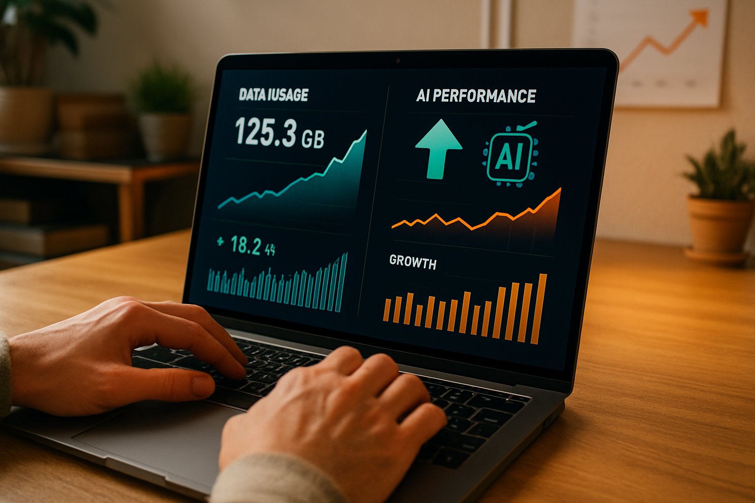 Dashboard showing Data Scale metrics and increasing AI performance.