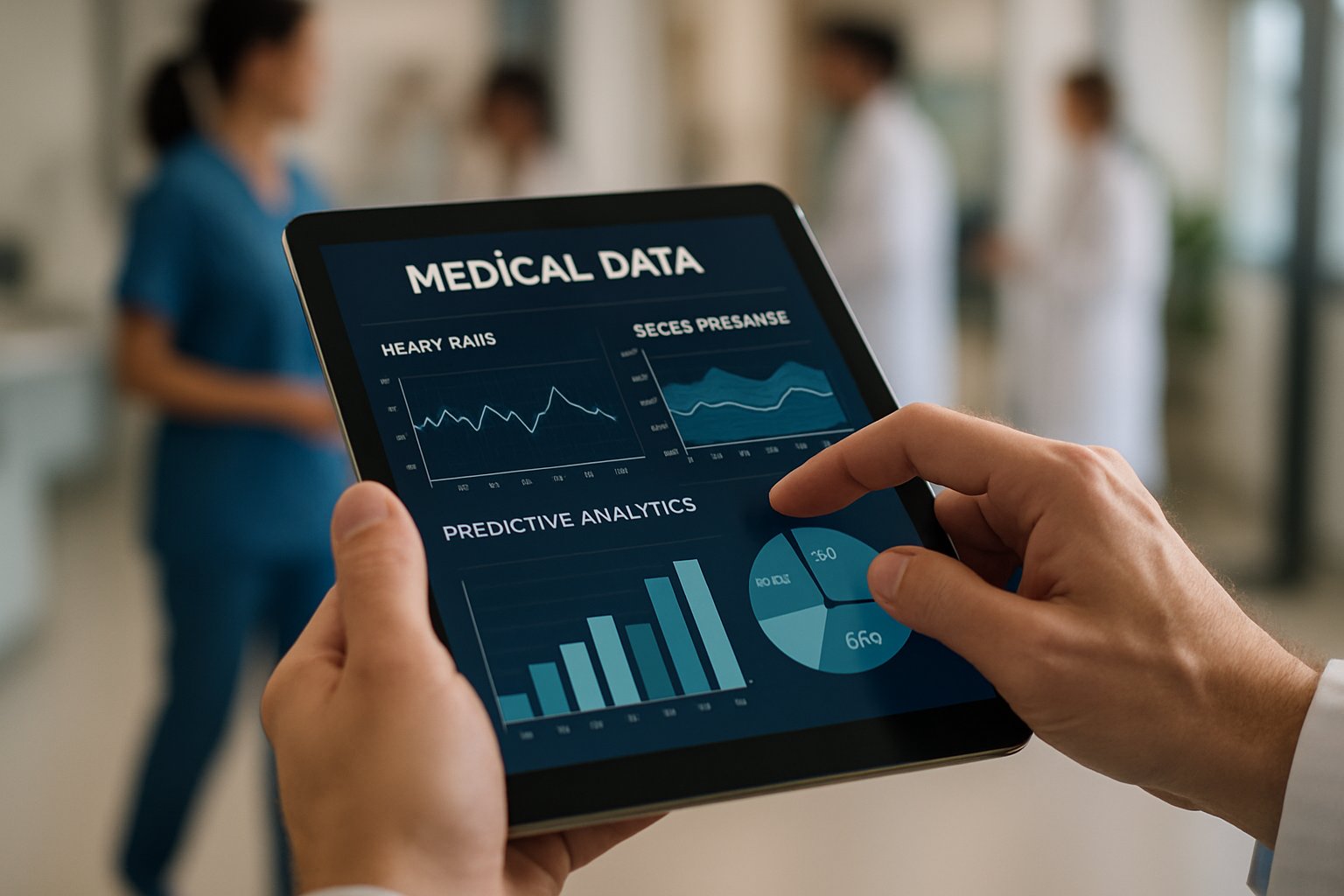 Tablet with Data Science analytics in a medical office