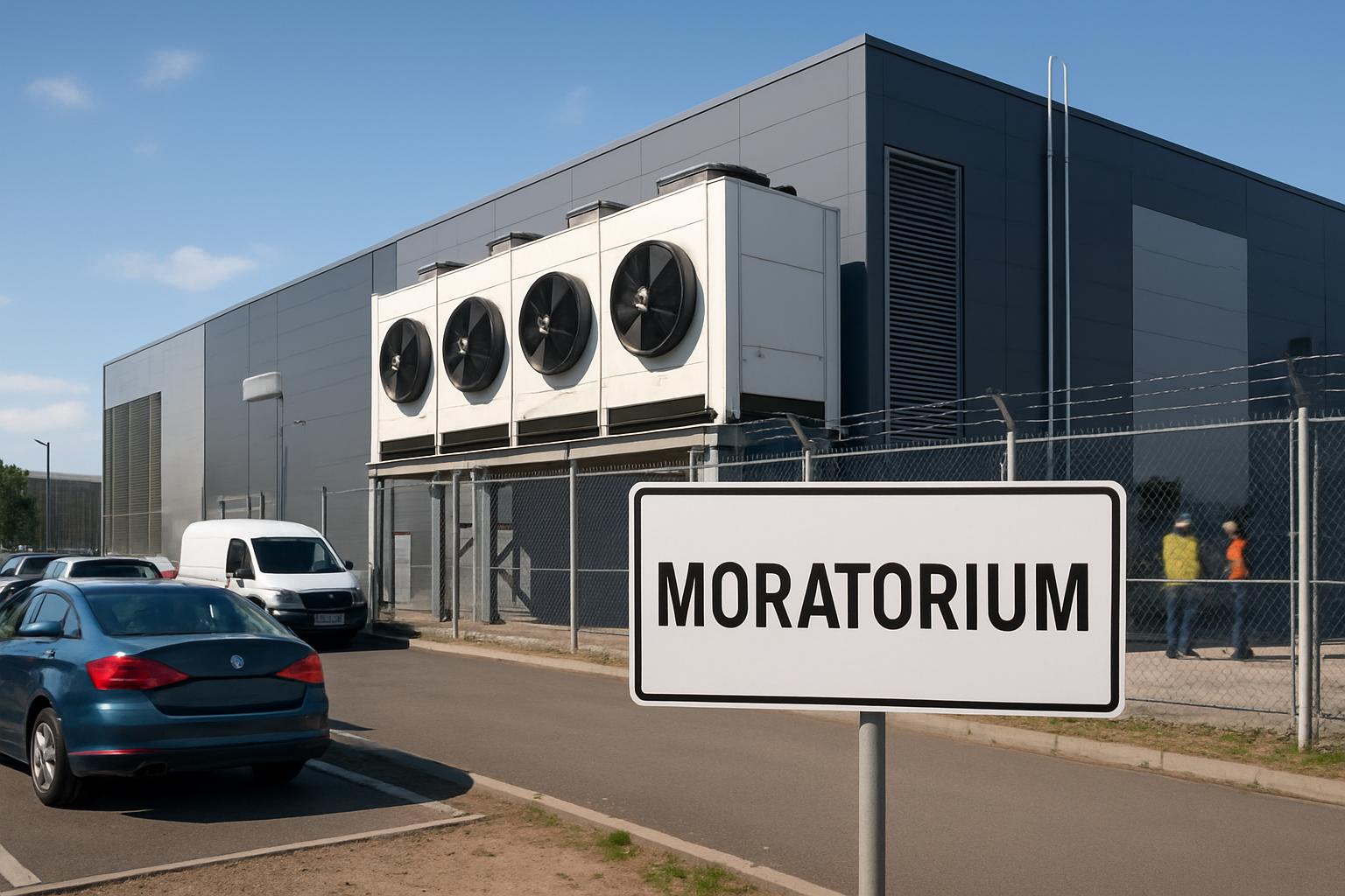 Modern datacenter under moratorium linking to Sanders AI criticism debate