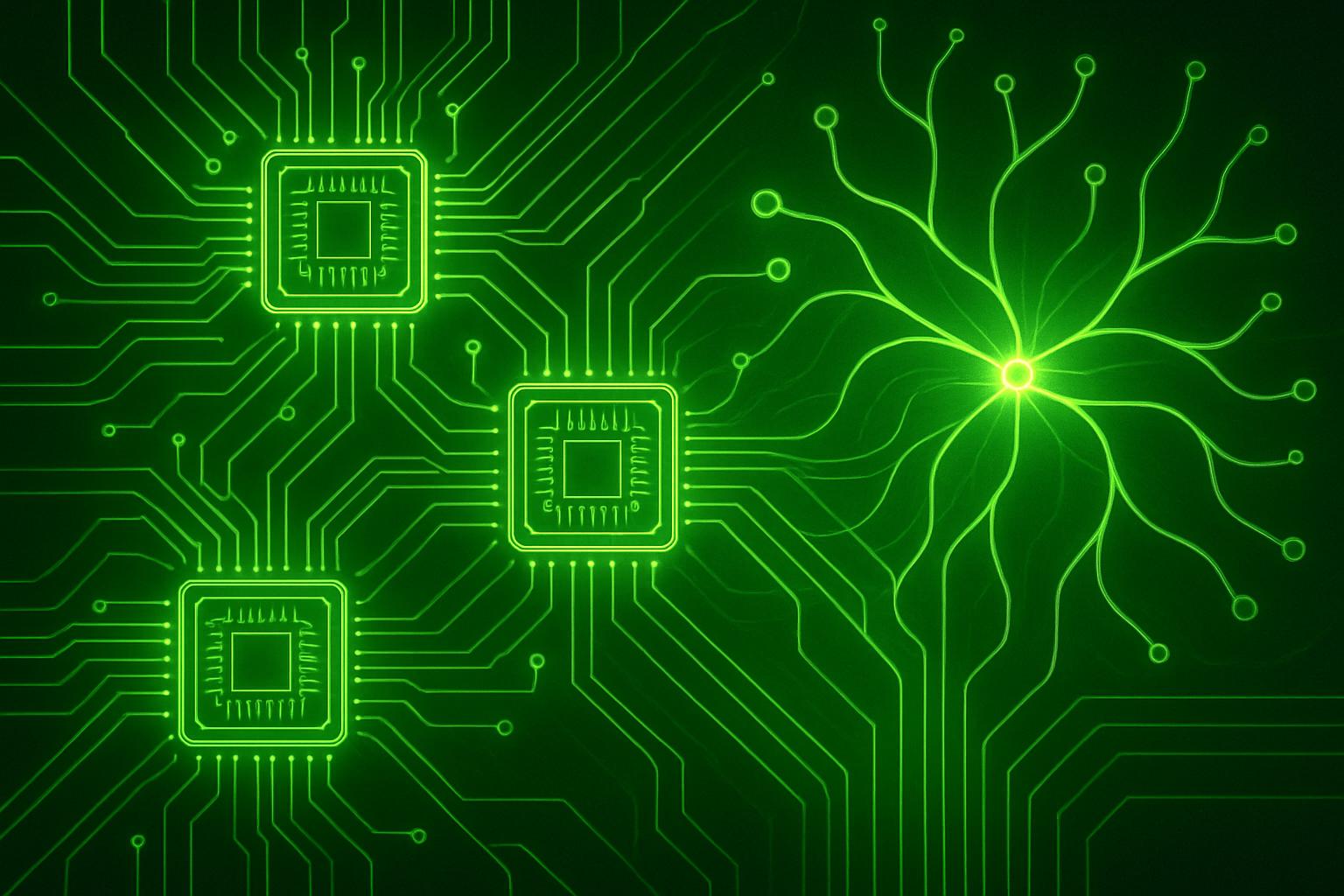 Abstract depiction of chip architecture for efficient neuromorphic systems.