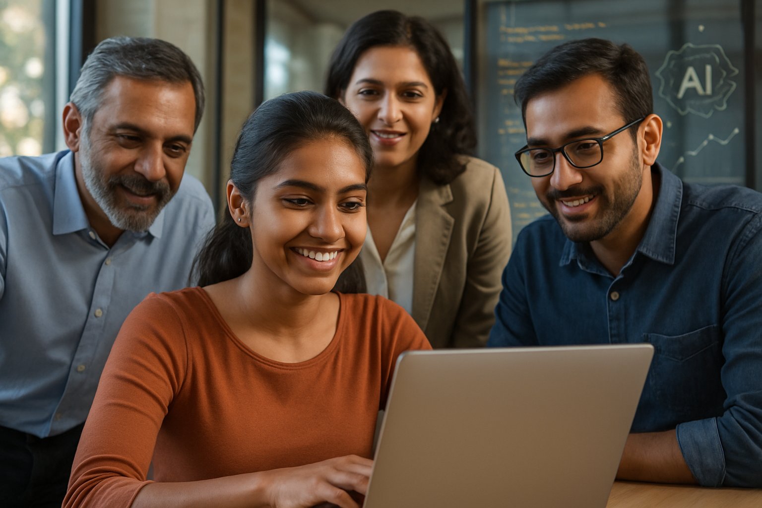Young woman learning Youth AI Skills in supportive environment