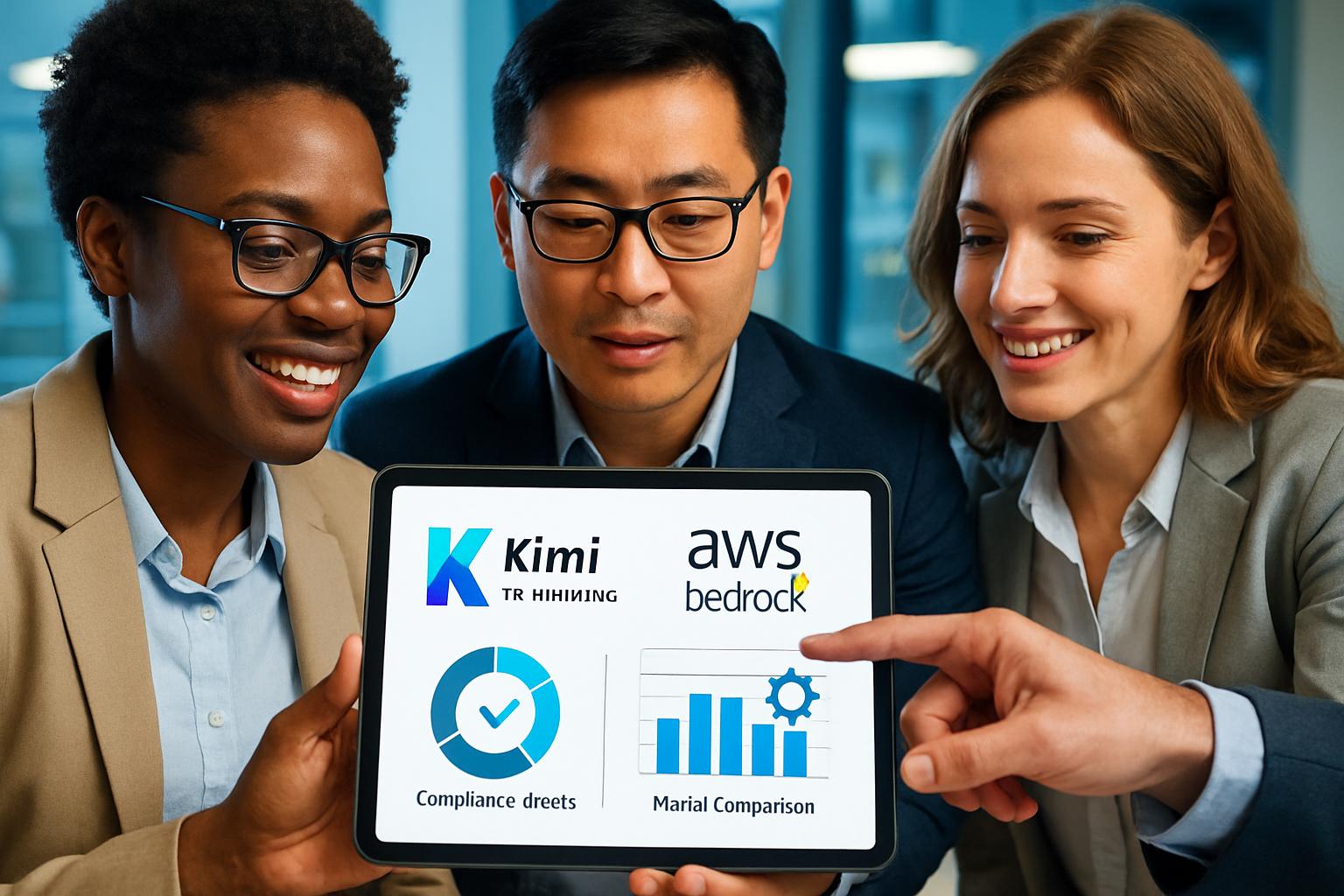 Business professionals review Asian Market LLM options with AWS Bedrock and Kimi integration.