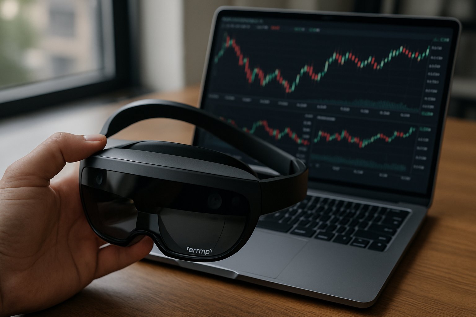 Financial XR hardware and eToro branding shown for immersive trading applications.
