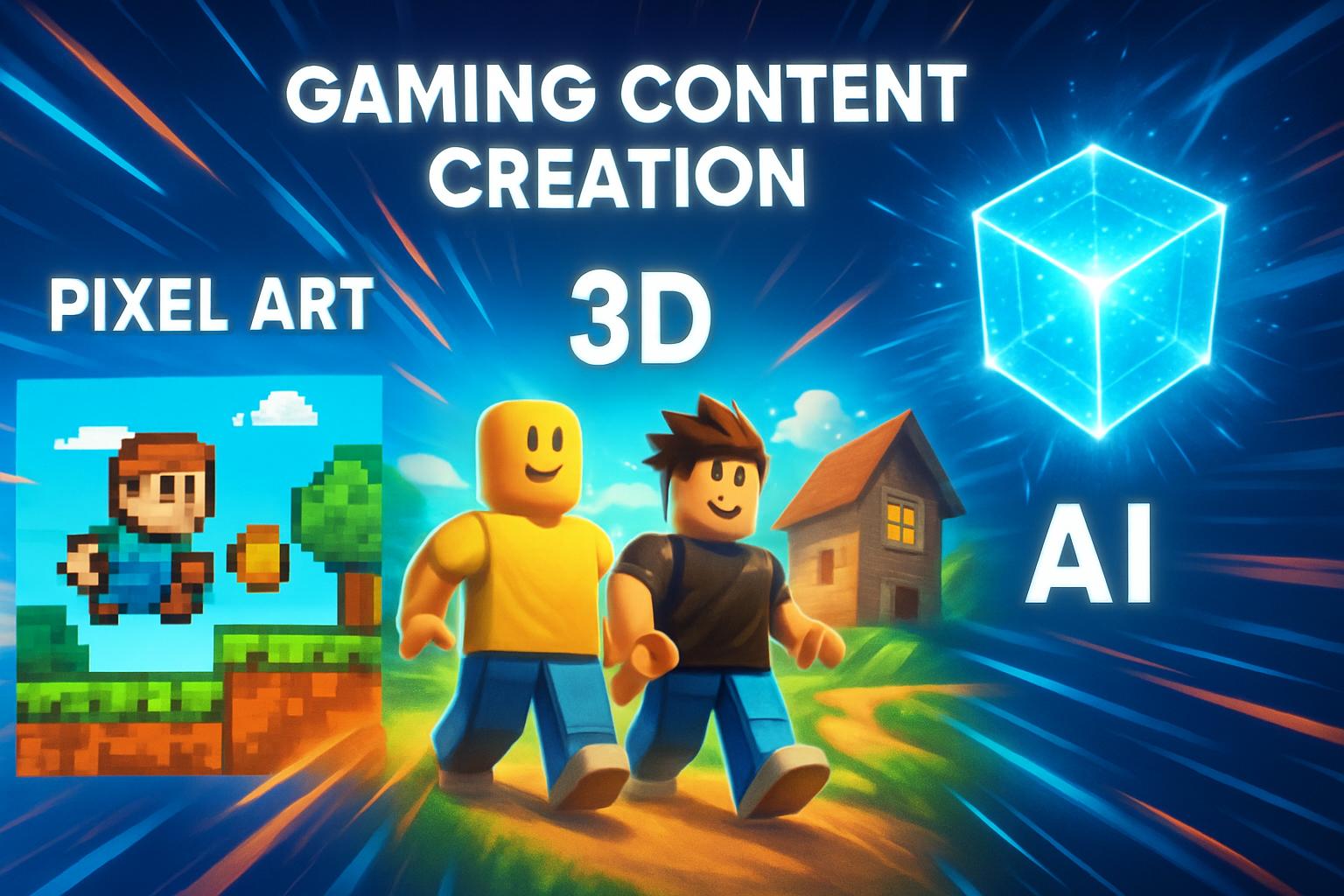 Transition from pixel art to advanced Roblox 3D environments in Gaming Content Creation.