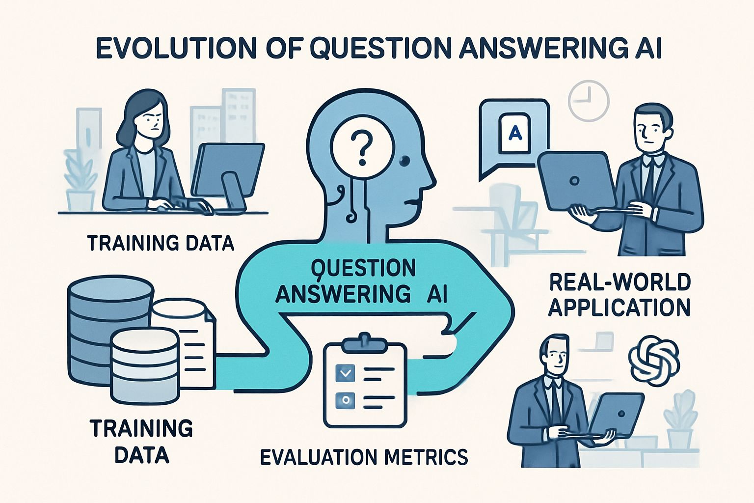 Infographic showing evolution of Question Answering AI for enterprises.