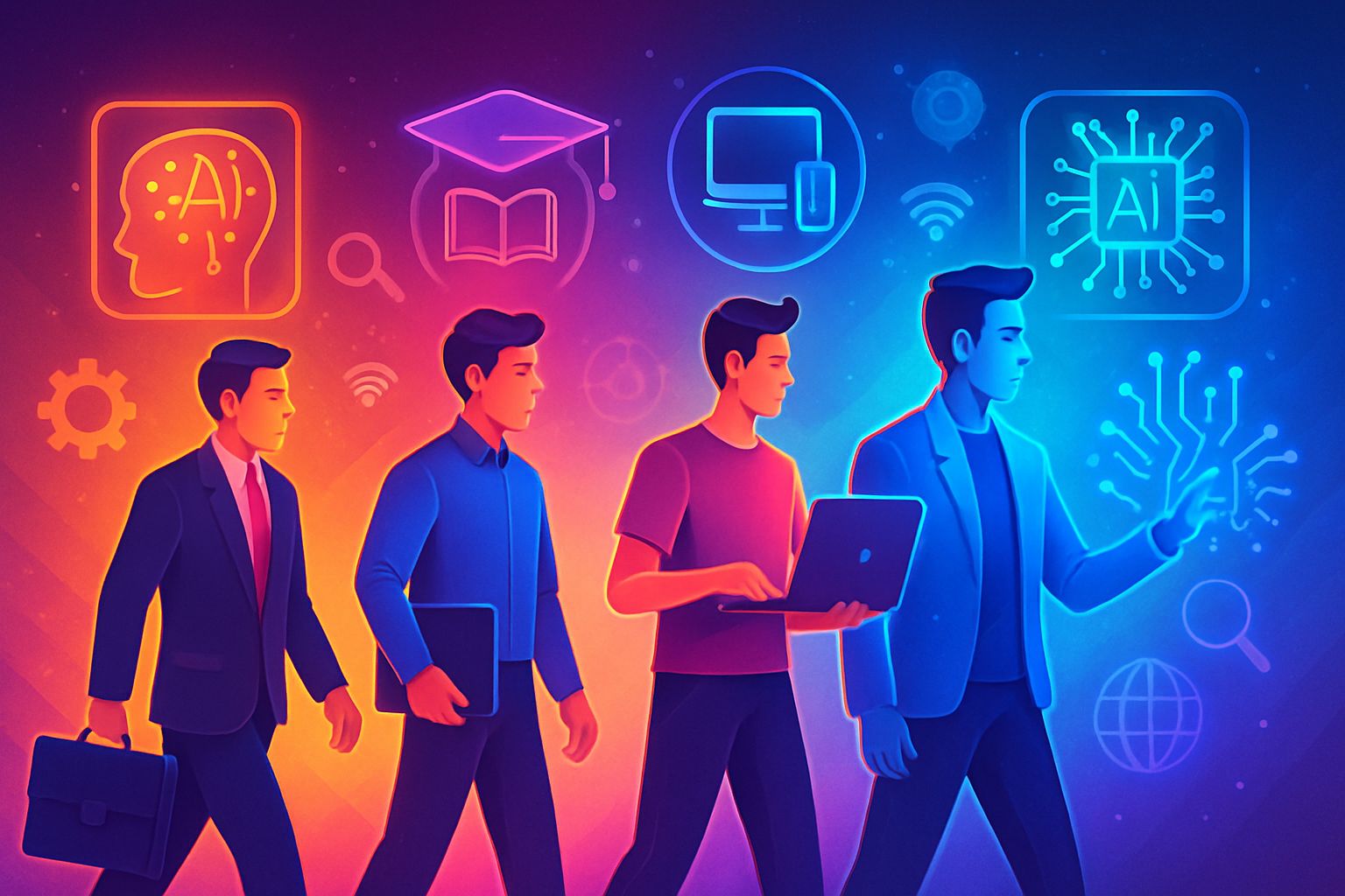 Employee evolution showing Workforce Transformation Strategy with digital upskilling.