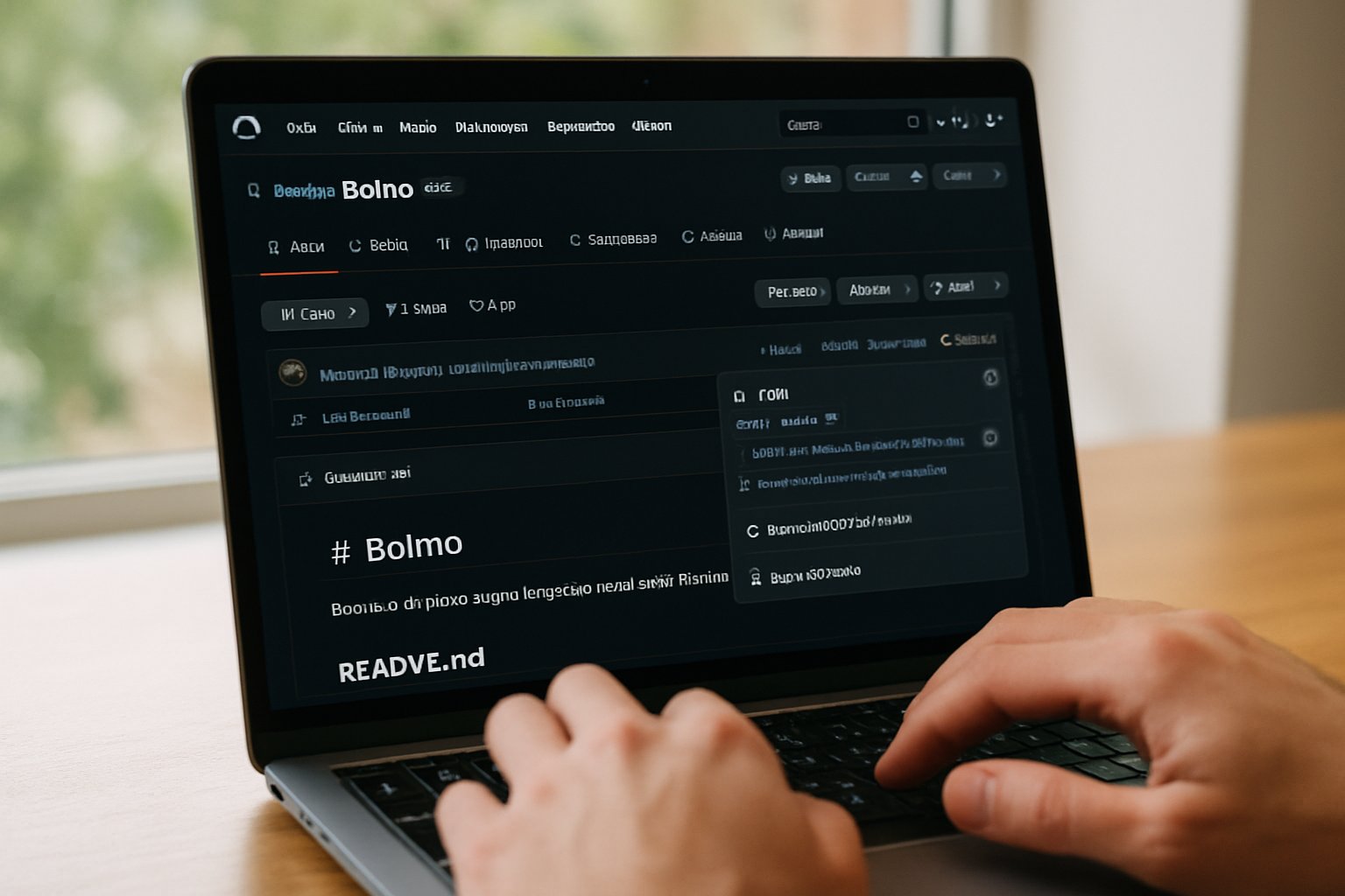 Developer accessing Open Source Bolmo byte-level LLM repository online.