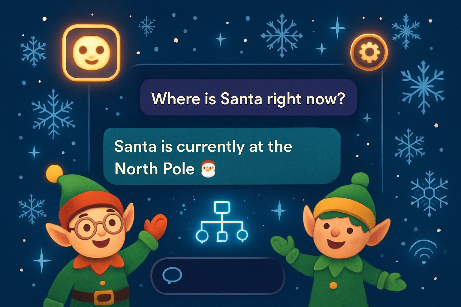 Holiday AI Tech chatbot provides interactive Santa tracking experience.