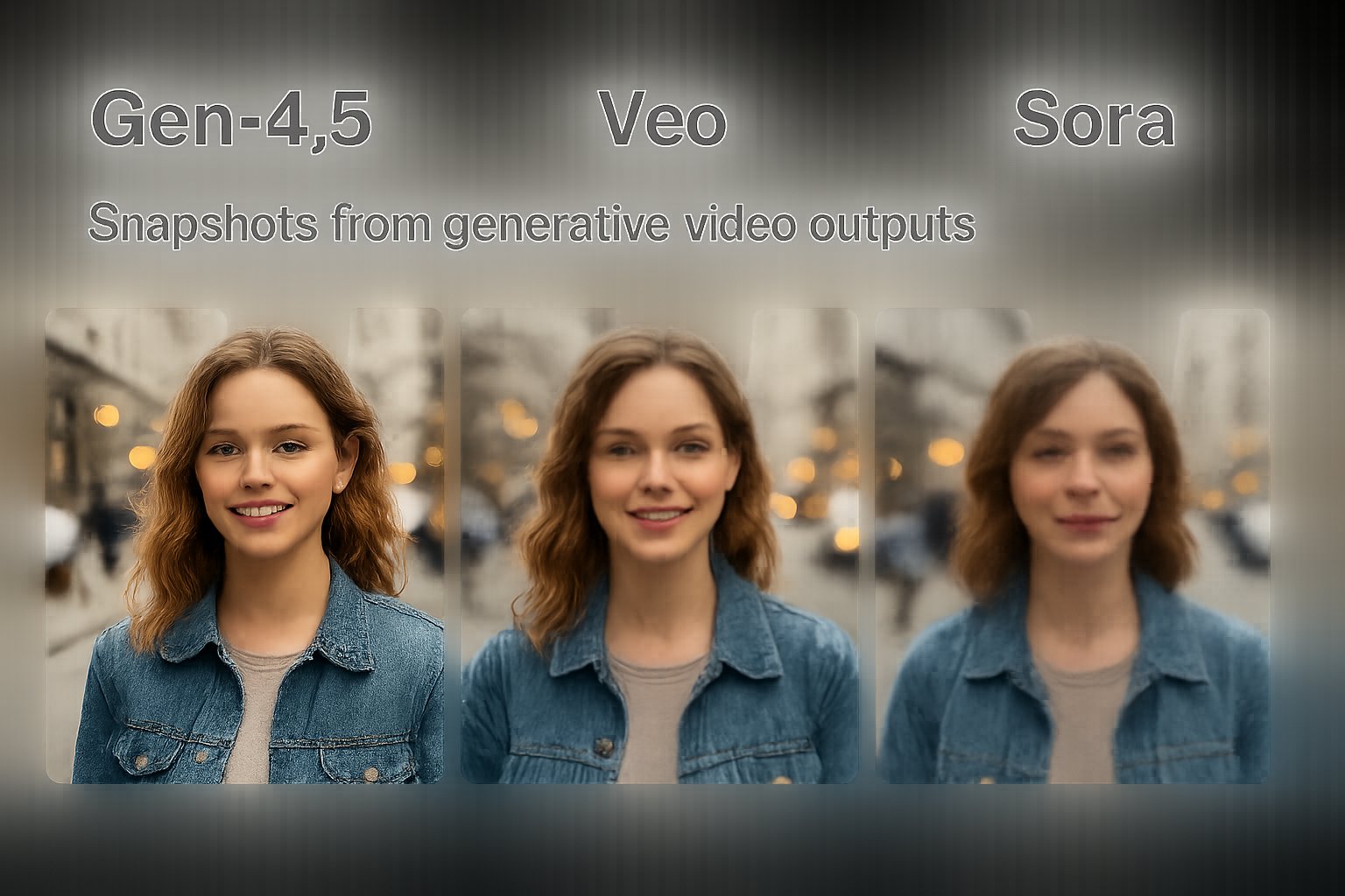 Generative Video comparison between Gen-4.5, Veo, and Sora benchmarks.