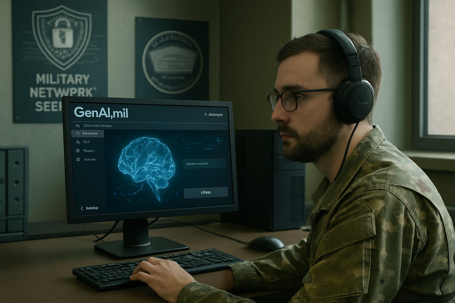 xAI Pentagon GenAI.mil interface in use by military IT specialist