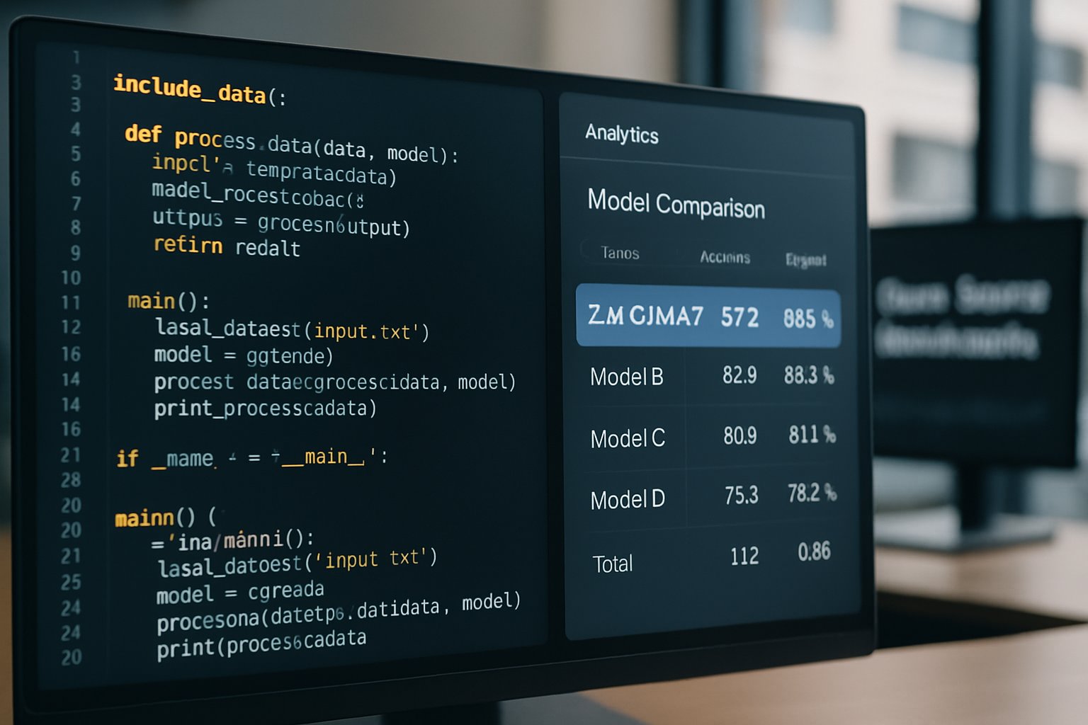 Z.ai GLM-4.7 compared to other coding models on realistic desktop display.