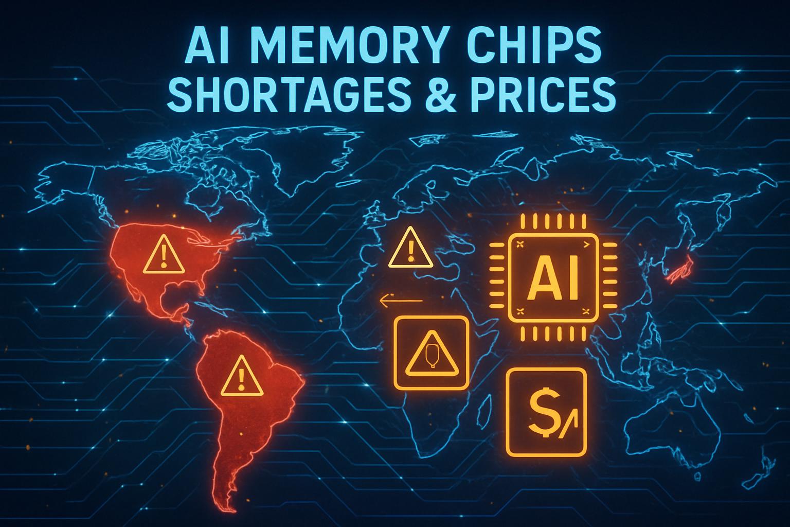 Global infographic illustrating AI Memory Chips shortages and distribution challenges.