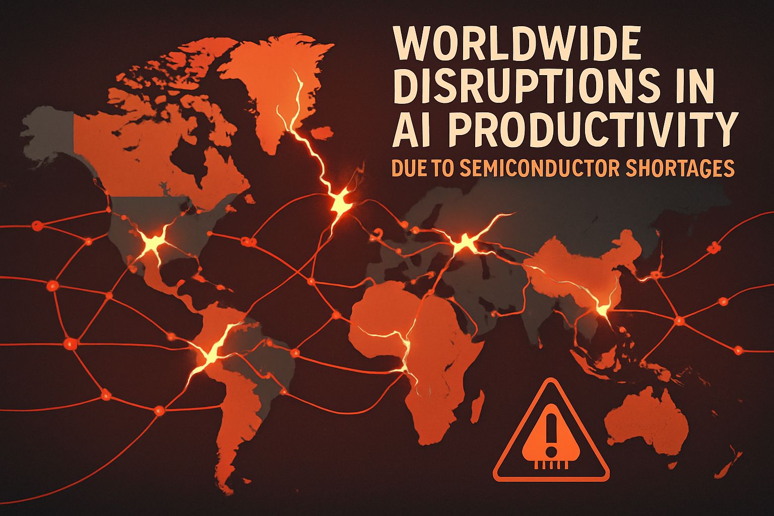 Global network disruptions illustrating Productivity Risk amid HBM chip shortages.