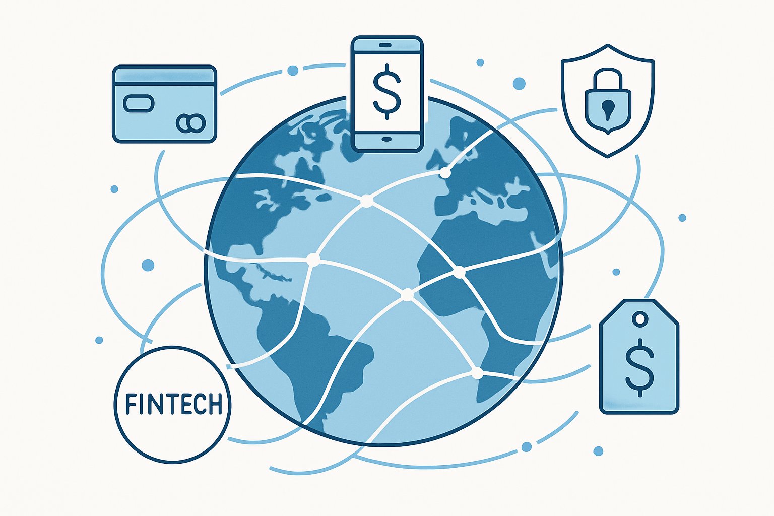 Global digital payment network illustrating Fintech OS connectivity.