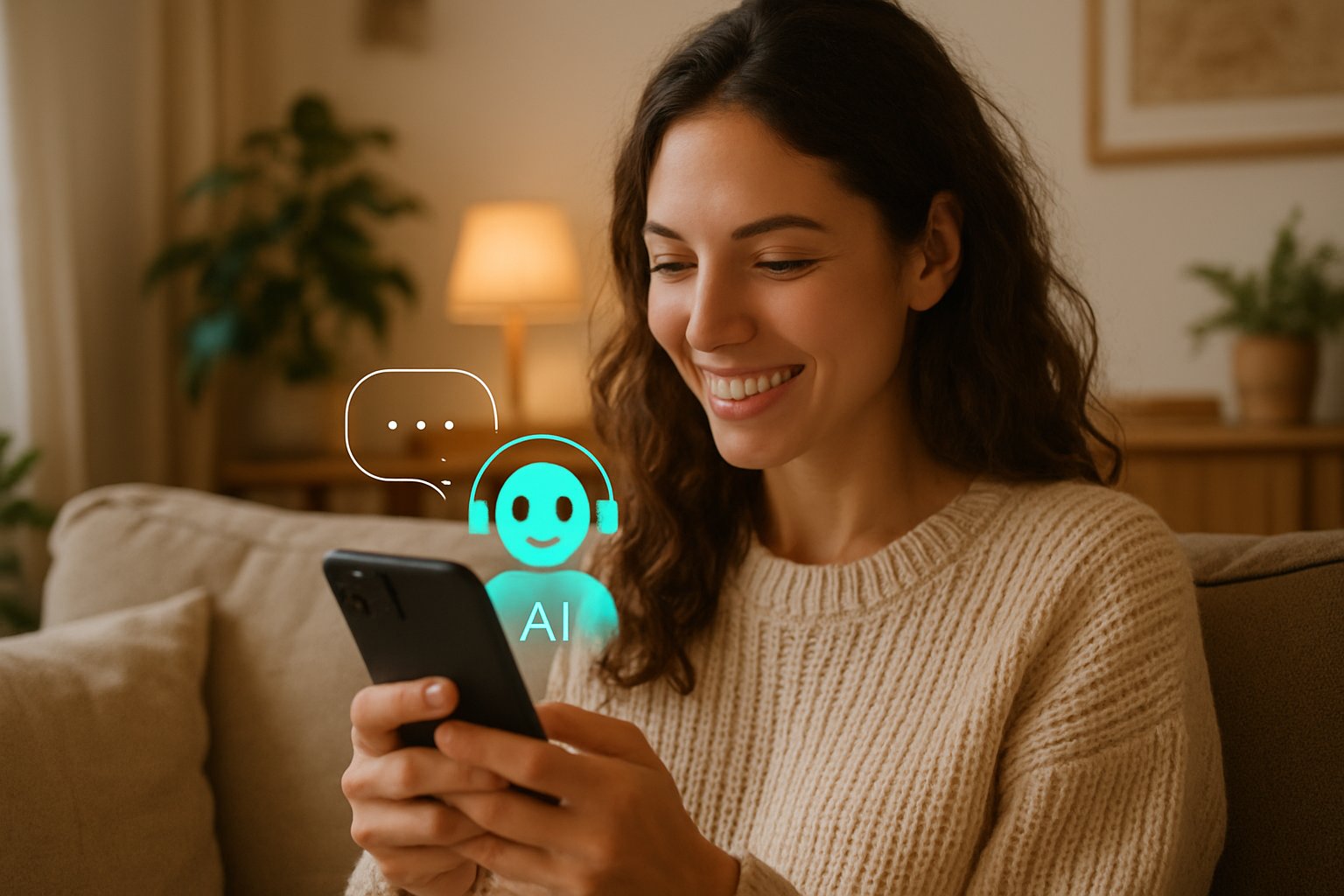User engaging with Grok AI Companion’s Ani avatar on smartphone at home.